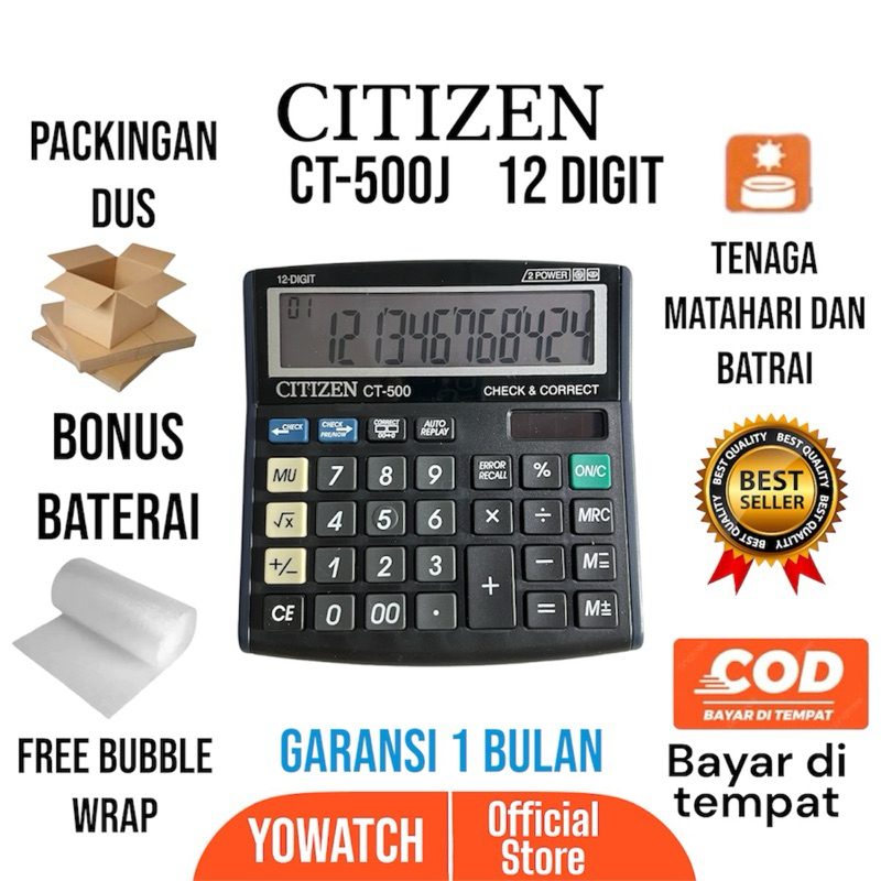 

Kalkulator Citizen Ct-500J | Calculator Alat Hitung,Meja,Warung dan Kantor | 12 Digit Bahan Tebal