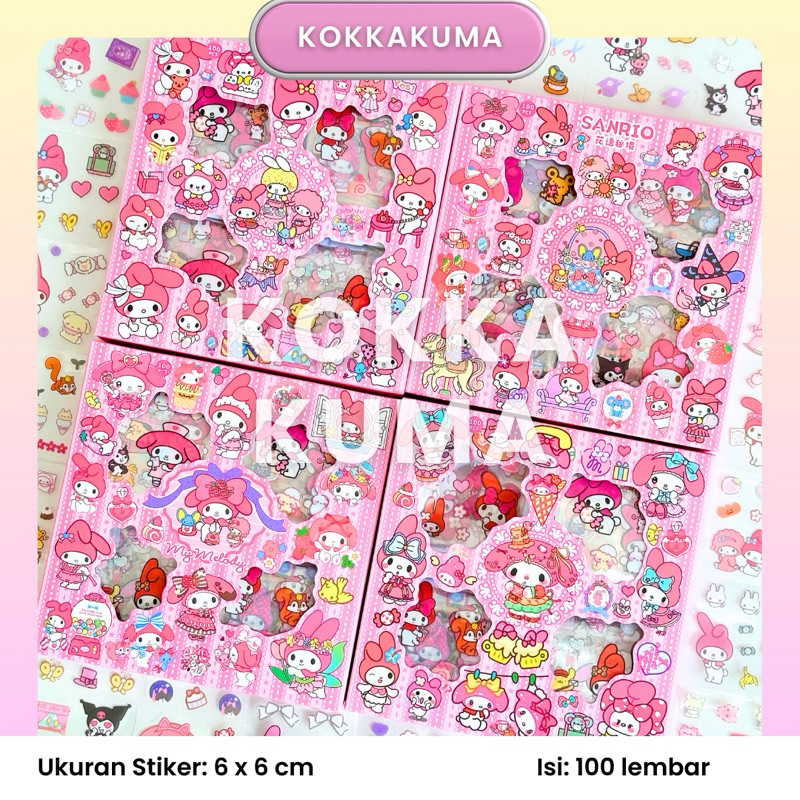 

( KKM ) MY MELODY Sticker Box NONO / MOMO / SANRIO 2D Dekorasi Anak PEREMPUAN Journal Aesthetic / Jurnal Binder Stiker Box 1 Set isi 100 Lembar Waterproof Anti Air