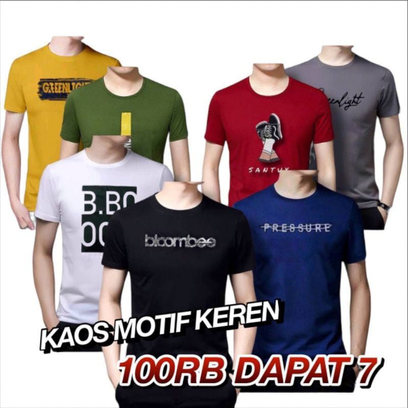 PAKET KAOS 50 RIBU DAPAT 3.PAKET KAOS 100 RIBU DAPAT 7 KAOS DEWASA COWOK CEWEK MOTIF DISTRO