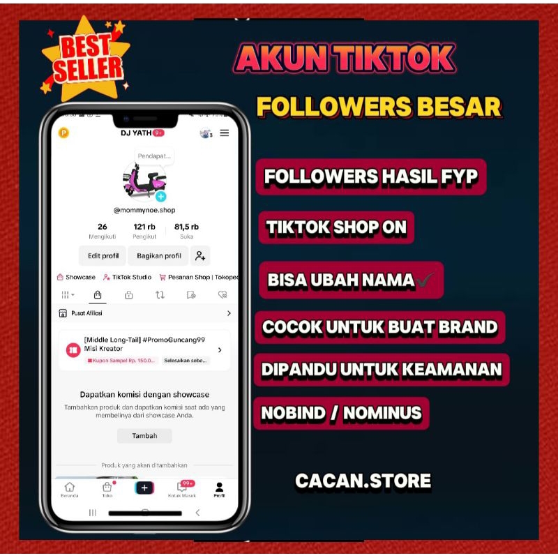 AKUN TIKTOK FOLLOWERS BESAR || TIKTOK SHOP BERGARANSI