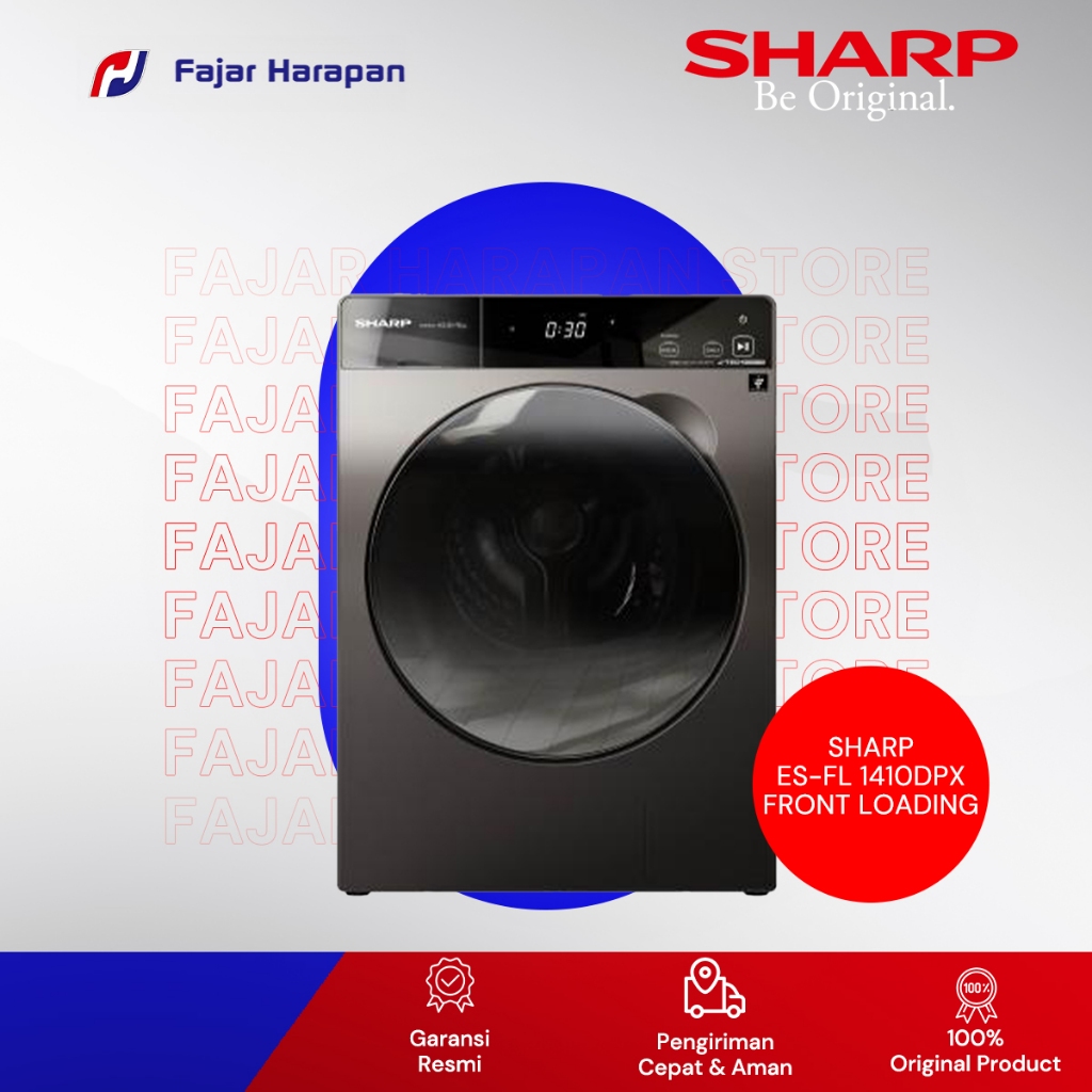 MESIN CUCI 1 TABUNG FRONT LOADING SHARP ES-FL 1410 DPX