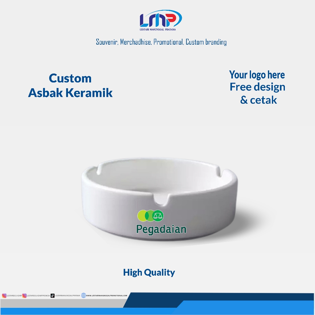 LMP LESTARI SOUVENIR - Merchandise Souvenir Custom Asbak Keramik Code#1015 | Souvenir Asbak Keramik 