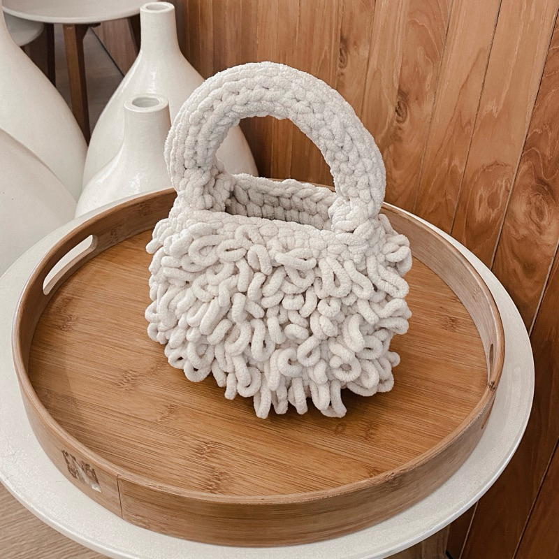 KNITARIAN - CENDOL  BAG - Crochet Loopy Bag - Tas Pesta - Knit Bag - Tas Rajut - Tas Jinjing Rajut
