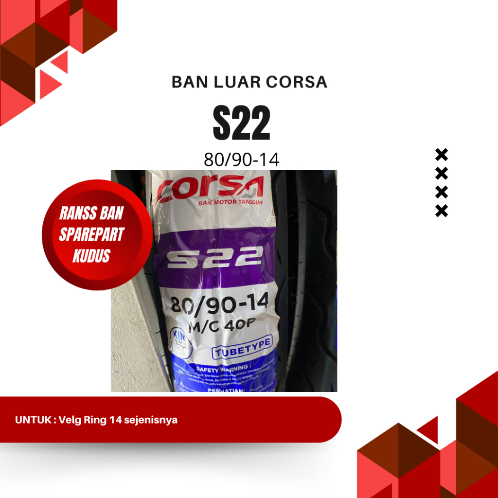 BAN LUAR CORSA S22 TUBETYPE 80/90-14