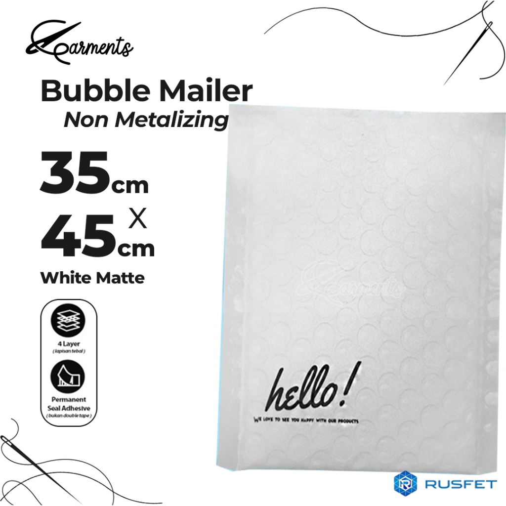 Bubble Mailer Putih 35 X 45CM Hello Series / Amplop Envelope Wrap PREMIUM Mailer Rusfet Harga Murah