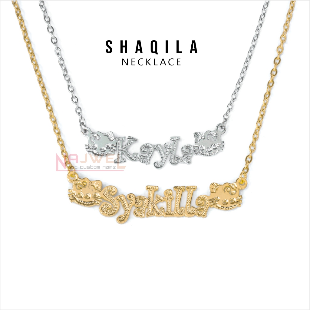 Kalung titanium nama grafir wanita anti karat asli necklace custom emas ukir aksesoris fashion korea