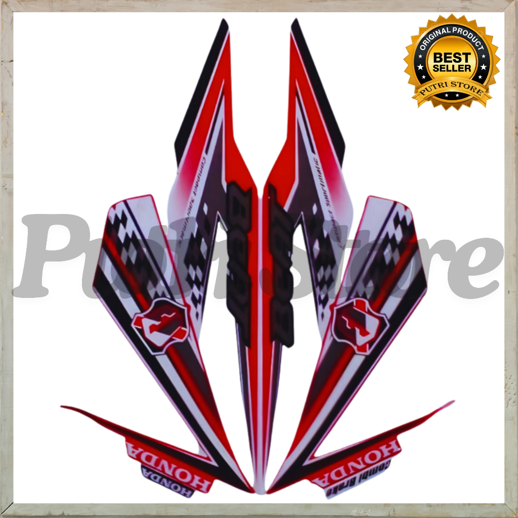 Sticker Striping Motor Honda Beat Fi 2018 Merah Putih list body motor beat Fi 2018