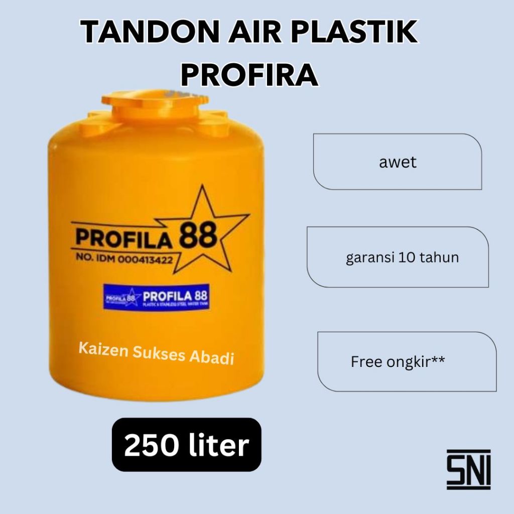 tandon tangki toren air atas rumah plastik merek profila profira 88 volume 250 200 liter termurah te