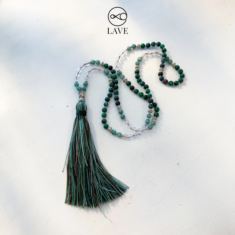 Tassel Jade Turquoise Crystal 108 Beads Mala Necklace