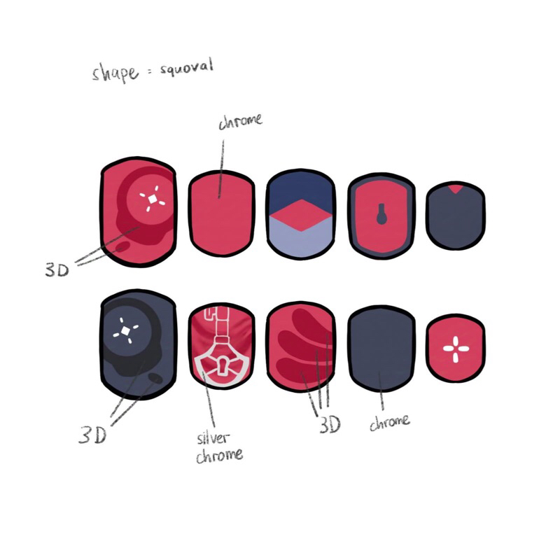 LAUREN IROAS BLUE RED NAILS | FAKE NAILS