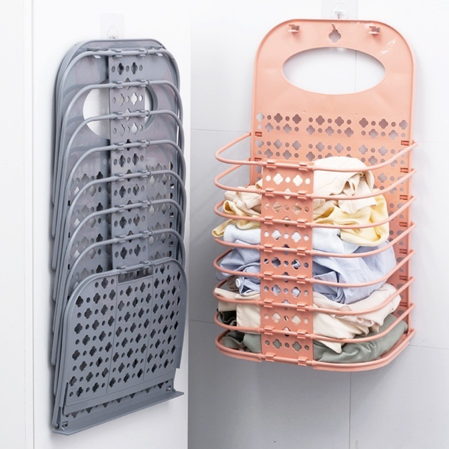 Rak Keranjang Laundry Gantung Dinding Mesin Cuci Bisa Lipat Baju Pakaian Kotor Cucian Pakaian Laundr