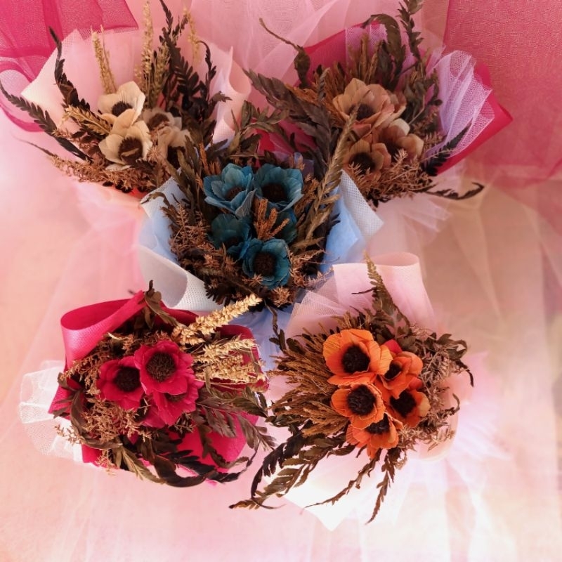 Buket Bunga Kering Mini – Bouquet Rustic Elegan – Kado Ulang Tahun/Graduation