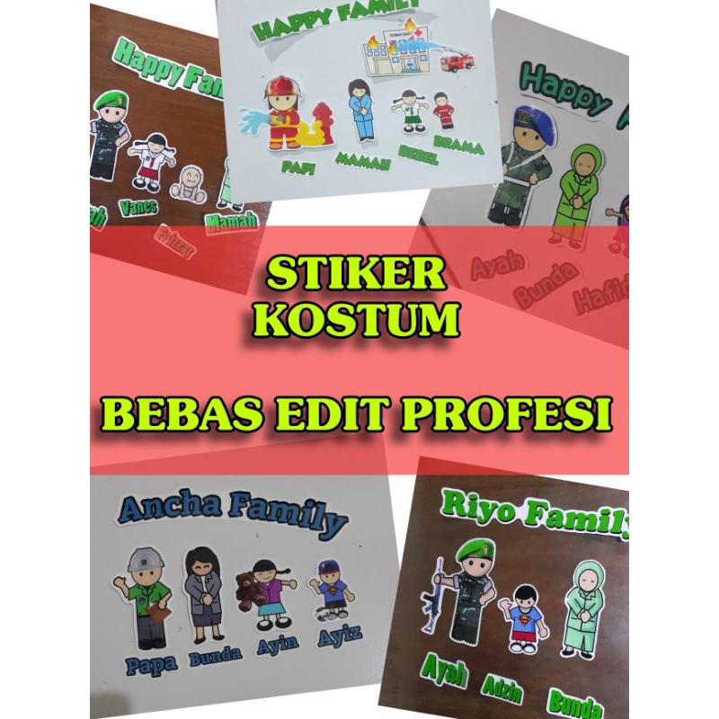 

stiker happy family kostum bebas edit profesi
