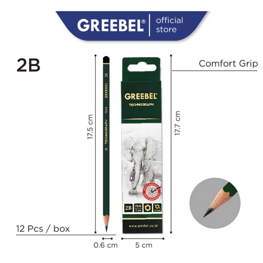 

GREEBEL Pensil Pencil Kayu Tulis 2B (PENSIL 7018 12 PCS/SET) / Pensil Tulis / Grafit / Graphite / Pensil Ujian Sekolah / Pensil Gambar