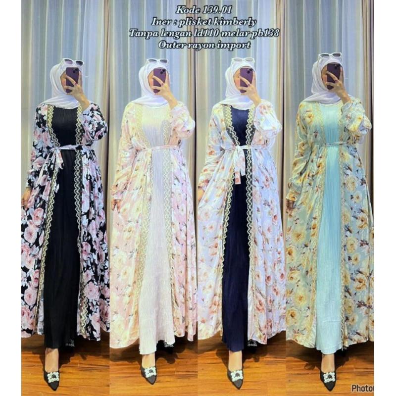 Gamis plisket Kimberly | Gamis wanita | Rompi gamis | Gamis lengan panjang
