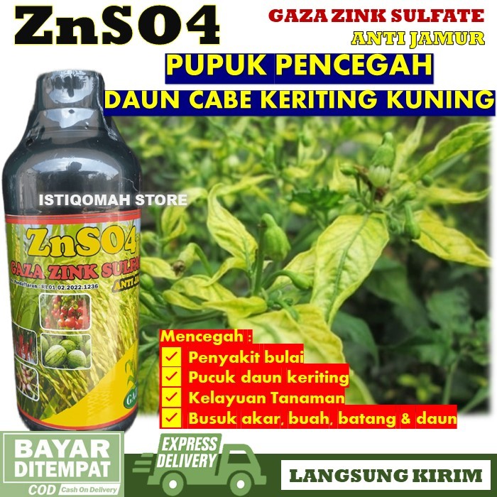 ZNSO4 GAZA 500ml Pupuk Zink Sulfate Anti Jamur Obat Pembasmi Penyakit Hama Daun Cabe Rawit Cabai Mer
