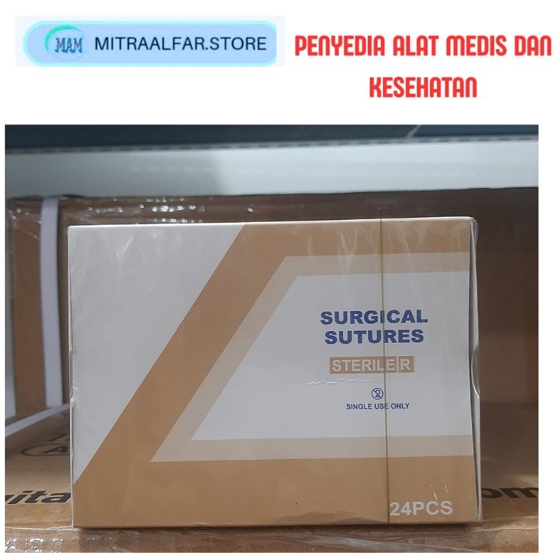 Catgut Chromic 3 0 Benang Jahit Surgical Suture isi 24pcs
