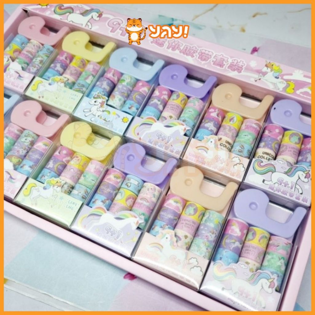 

YAY! WASHI TAPE MOTIF KUROMI MELODY POPCHACO/9 IN 1 ISOLASI MINI SANRIO UNICORN + ALAT DISPENSER MINI / MAINAN SOLATIP ISOLASI GLITTER