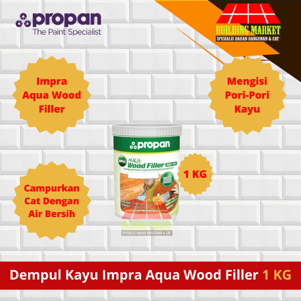 WOOD PUTTY DEMPUL KAYU WATERBASED PROPAN IMPRA AQUA WOOD FILLER 1 KG