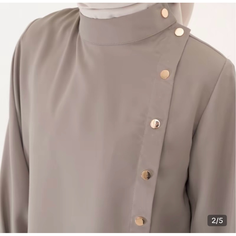 HEYLOCAL’S OPHELIA BlOUSE TAUPE ATASAN WANITA GOLD BUTON