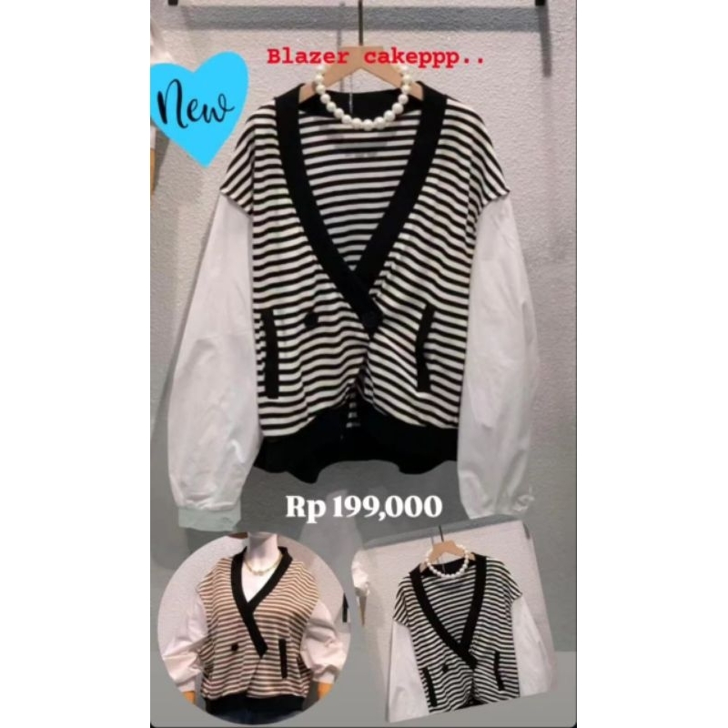 Blazer Katun Mixed Knit Premium
