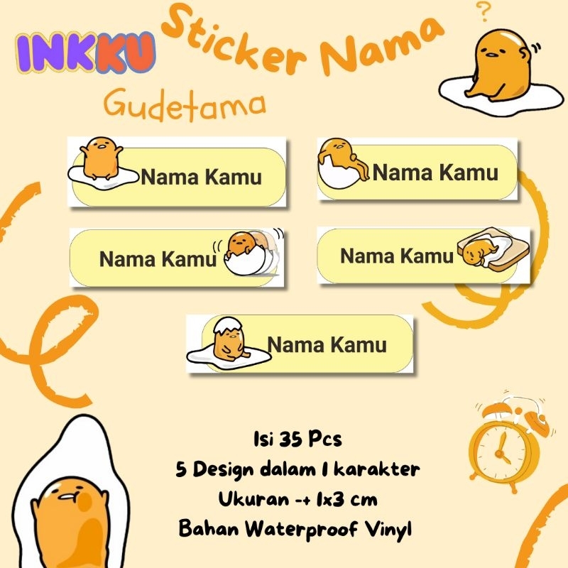 Sticker Gudetama/ stiker gudetama/ stiker murah/ label nama gudetama/label nama/ stiker murah/ label