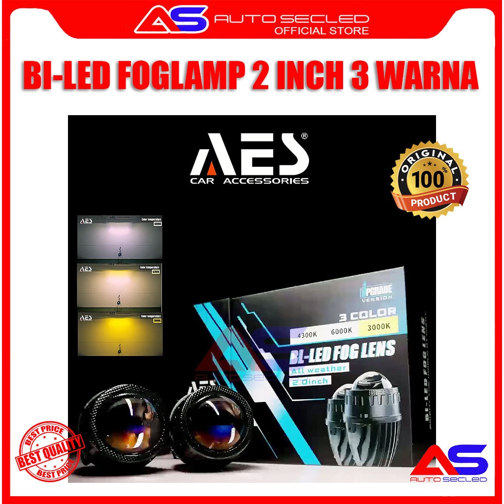 ORIGINAL AES BILED FOGLAMP 3 WARNA ALL WHEATHER 2 INCHI BREKCET OVA FOGLAMP OVAL HONDA TOYOTA | FOGL