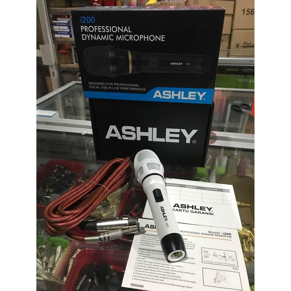 Mic Dynamic Kabel Ashley i200 i 200 Original Mik Vokal Kabel i-200 Ashley Microphone Wire Cable ASLI