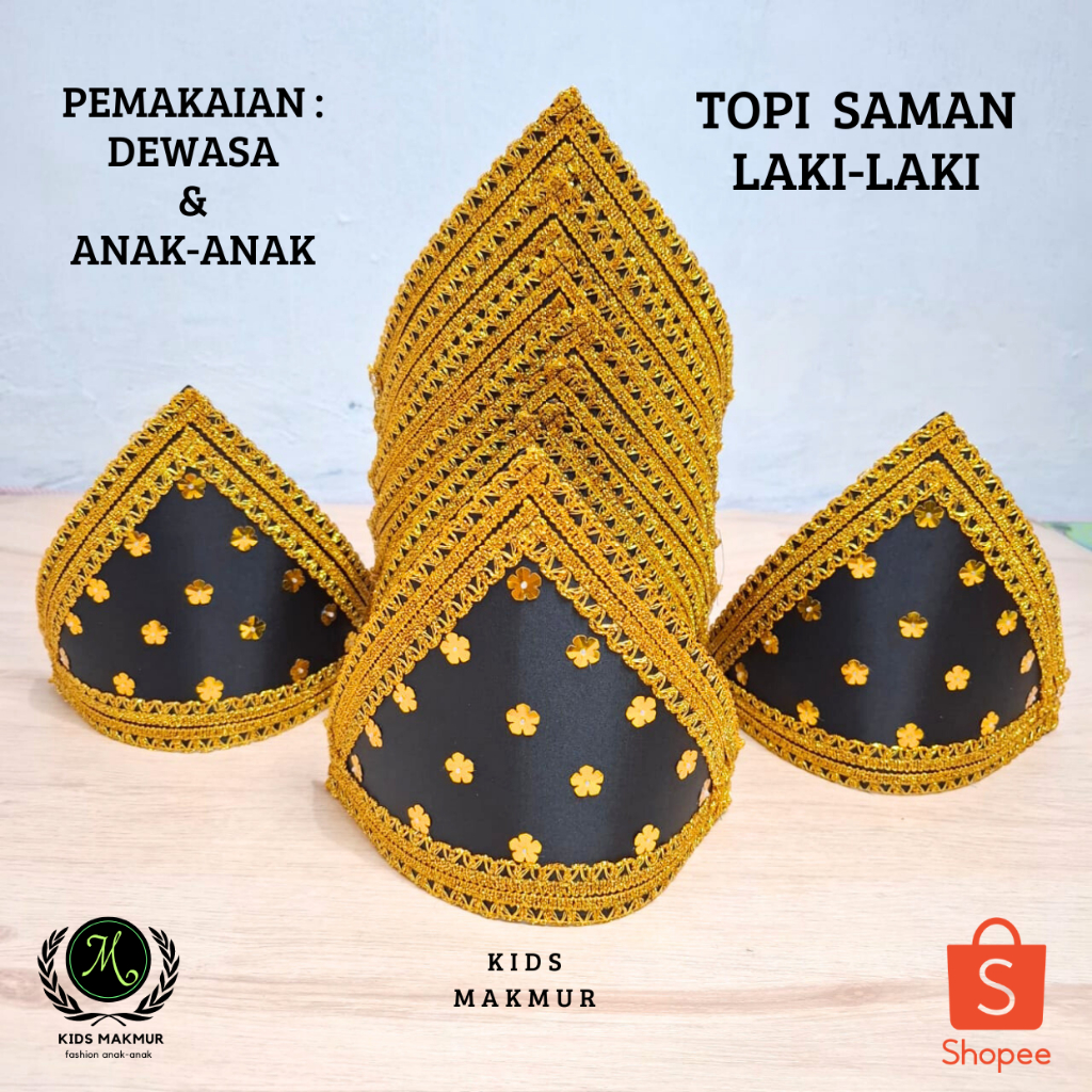 Topi saman aceh anak topi tari aceh Topi ADAT ACEH SAMAN anak laki-laki anak TK dan DEWASA