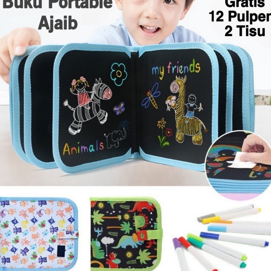 

BIG PROMO BUKU GAMBAR PORTABLE MAGIC BOOK BLACK BOOK PORTABLE BUKU GAMBAR AJAIB REUSABLE BISA DIHAPUS