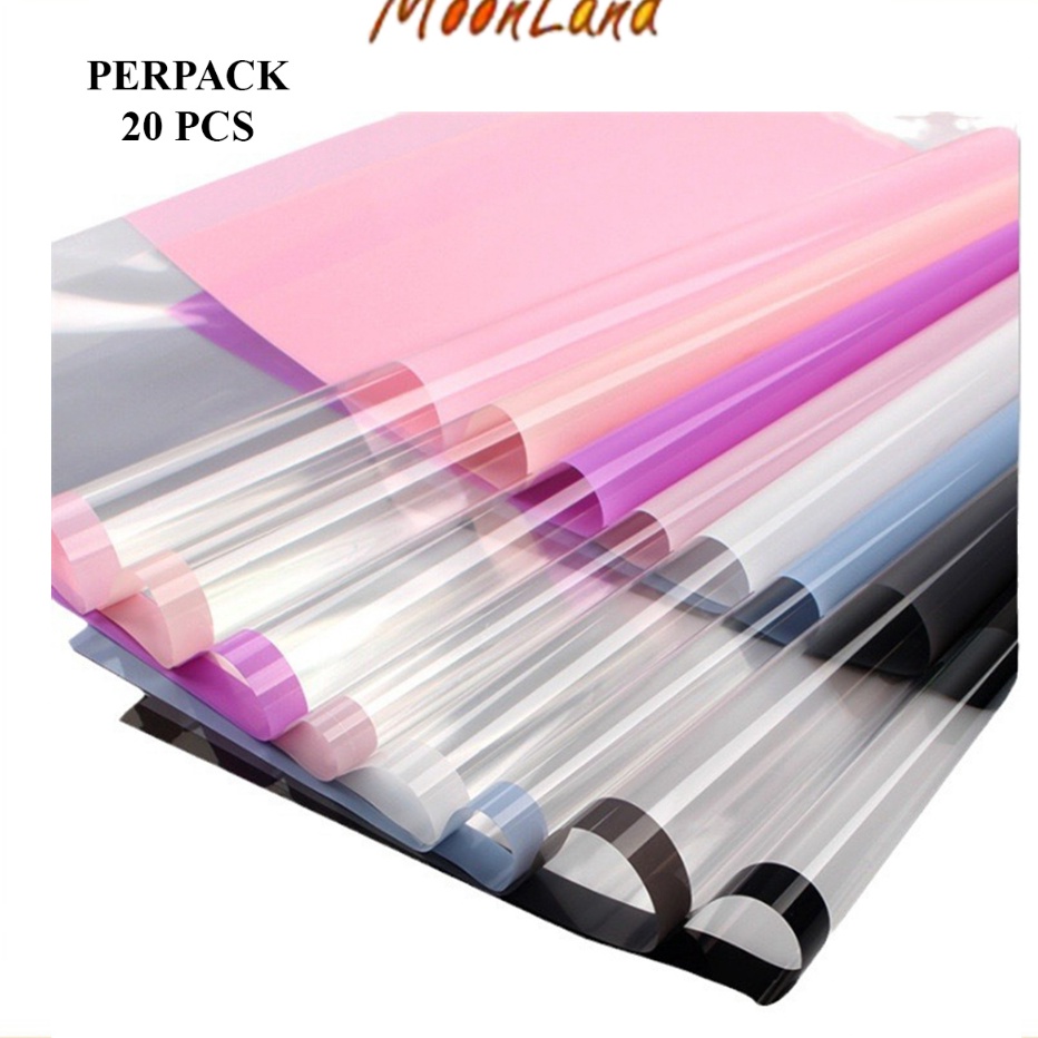 

BELI 2 Lembar Kertas Buket Cellophane Flower Wrapping Paper Color Frame Transparan List Waterproof PERPACK KB654