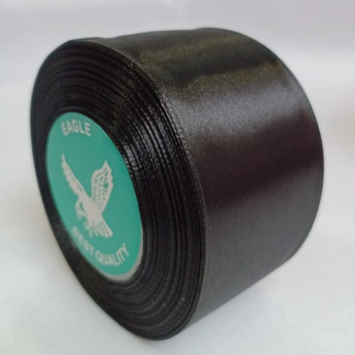 

SPESIAL BULAN INI Pita satin hitam 2 inch 5 cm Per roll