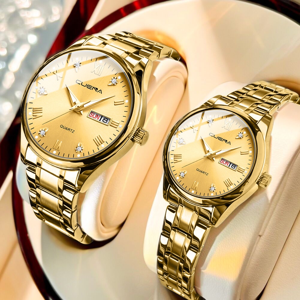 CUENA Jam Tangan Pria Anti Air Original dengan Tanggal Tali Baja Tahan Karat Jam Cowok Dewasa 6122