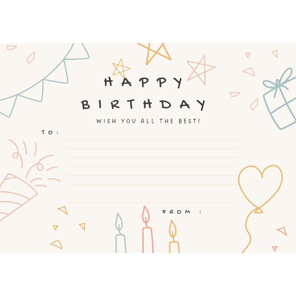 Kartu Ucapan Ulang Tahun (Tambahan) Gambar Beruang dan Gambar Lilin Balon Kado