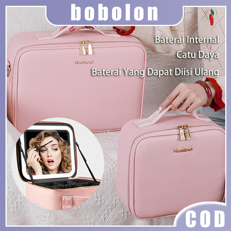 Tas Kosmetik LED Tas Rias Tas Rias Tas Penata Rias Tas Kecantikan MUA Tas Rias dengan Cermin Pengatu