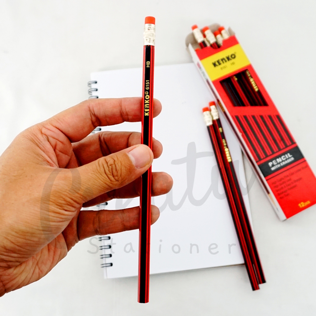 

KENKO Pensil Kayu 2B 6151 Merah + Penghapus Wooden Pencil