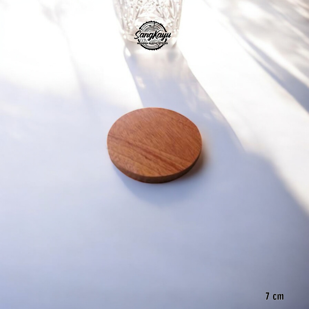 SangKayu Wooden Coaster 7 cm Tatakan Gelas Cangkir Kopi Teh Tatakan Kayu Unik / Wood Coaster / Woode