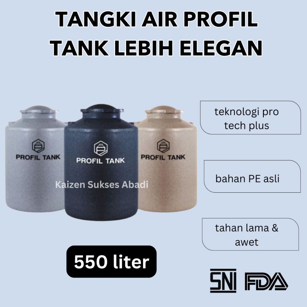 tandon tangki toren air atas merek profil tank TDA stone series plastik 550 500 Liter kualitas pengu
