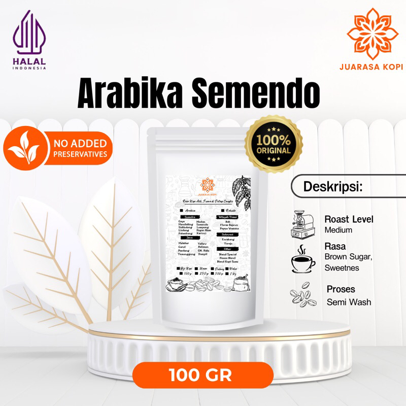 

Kopi Arabika Semendo - Bubuk Murni Biji Premium 100gr - Coffee Roast Bean