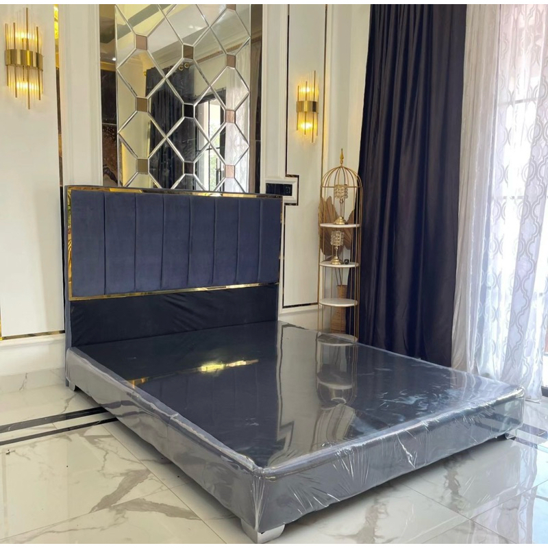 dipan dan sandaran minimalis kain bludru list gold/silver promo model terbaru