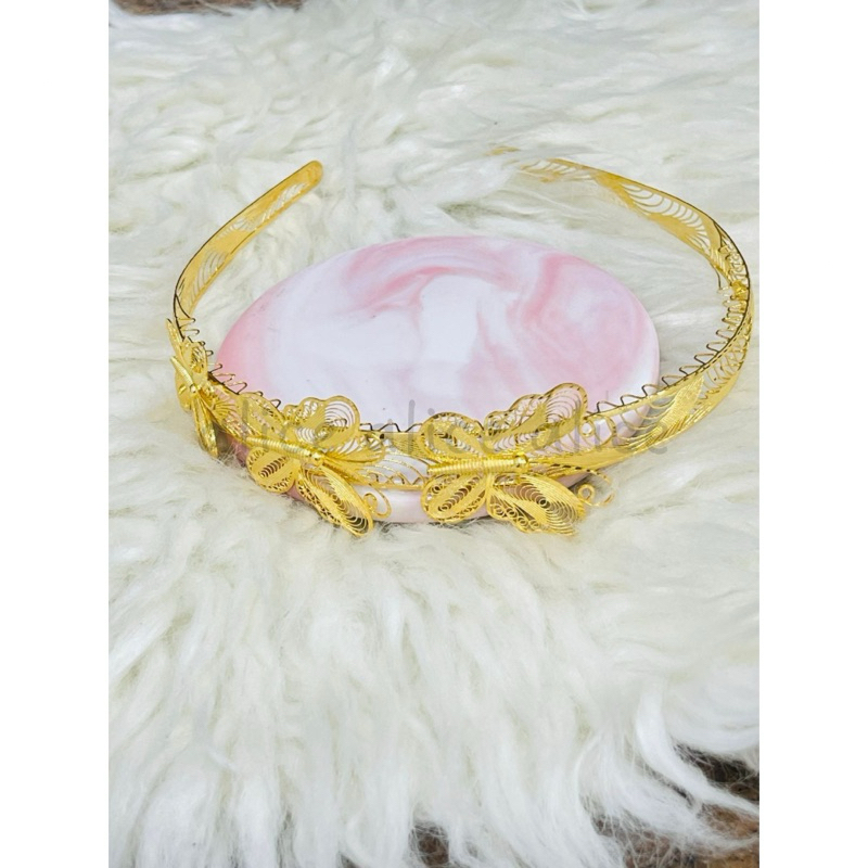 bando rambut motif kupu kupu kerawang cantik simple elegant emas asli kadar 700