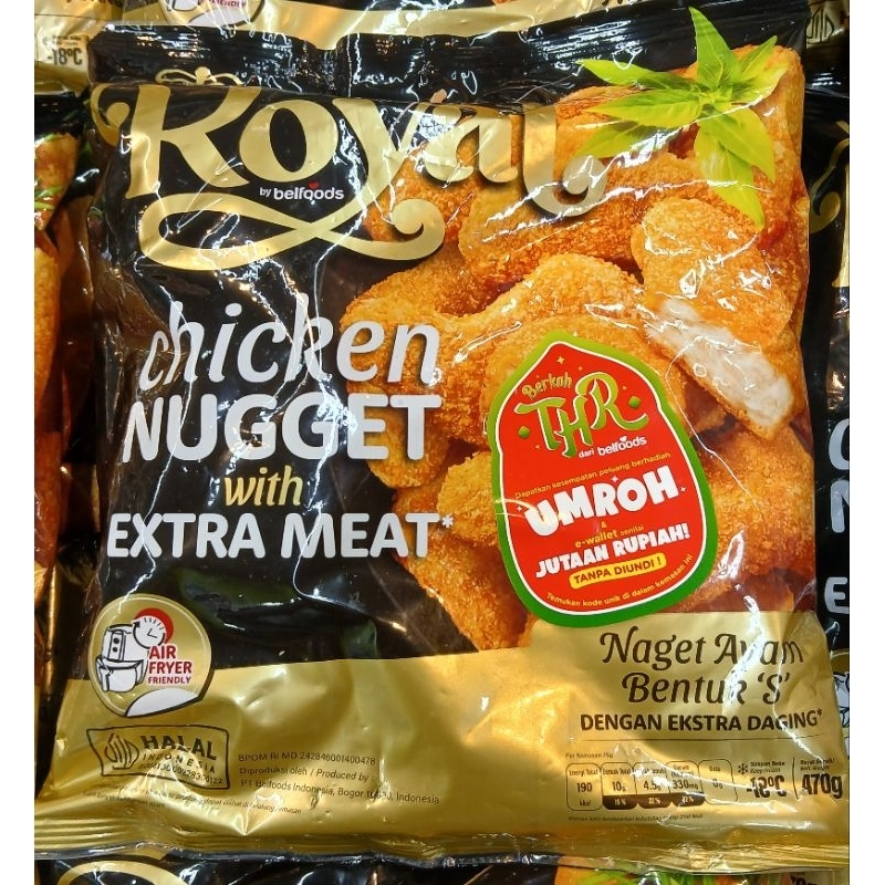 

ROYAL Chicken Nugget With Extra Meat Nuget Ayam Drummies Dengan Extra Daging Bentuk S 470g - HM