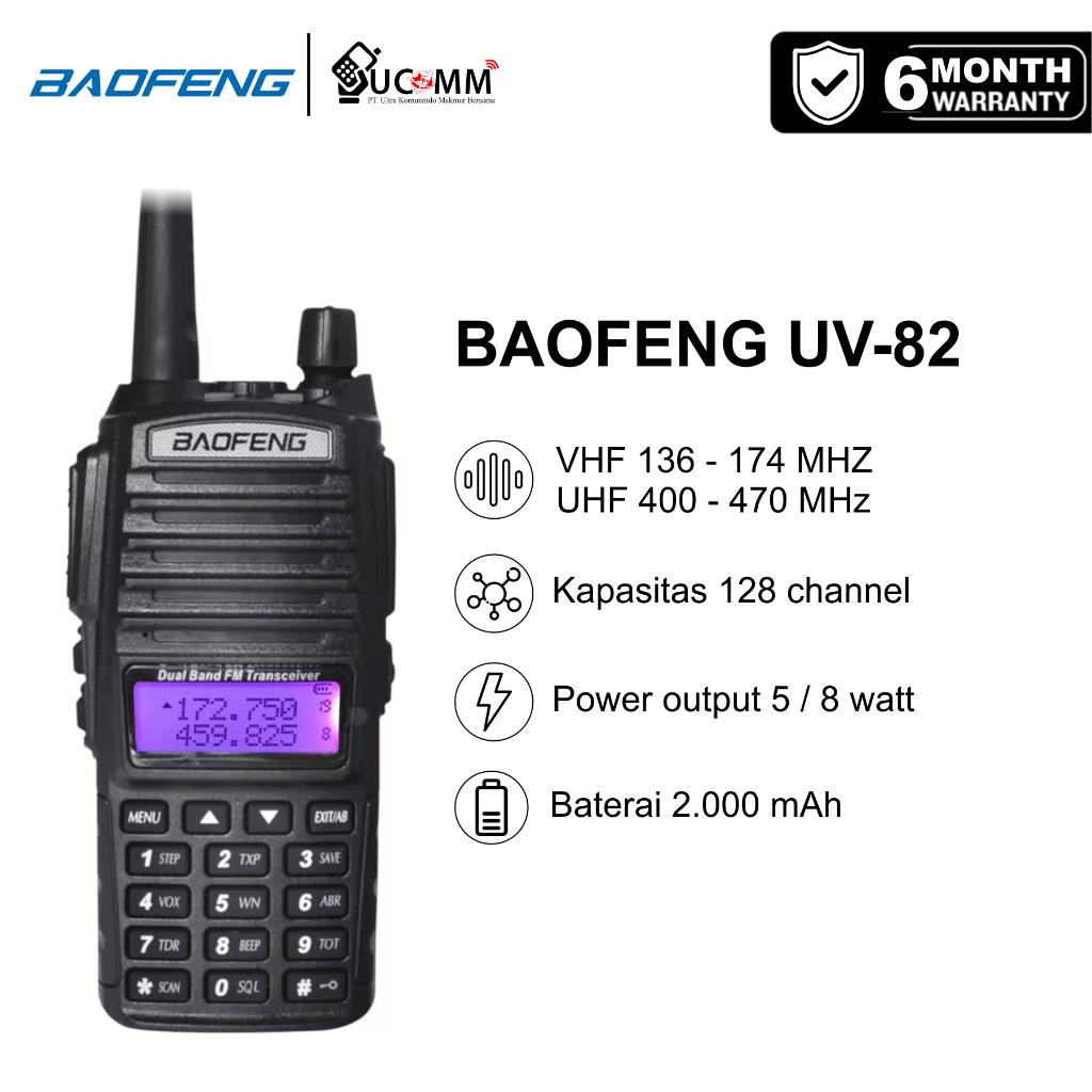 Baofeng UV-82 UV82 HT Dual Band VHF UHF 128 Channel Original Garansi Resmi