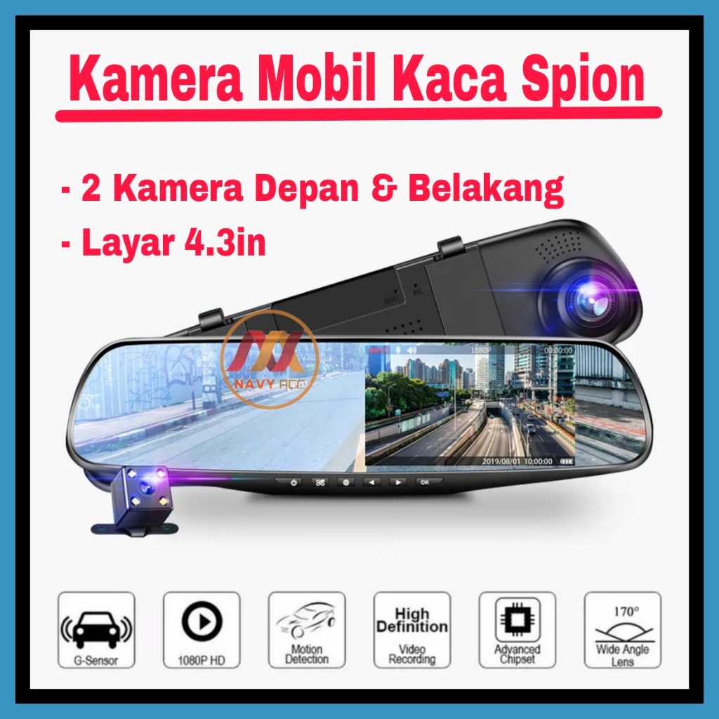 MH - Kamera Mobil Kaca Spion 2 Kamera - Dvr Mobil Kaca Spion KMS02