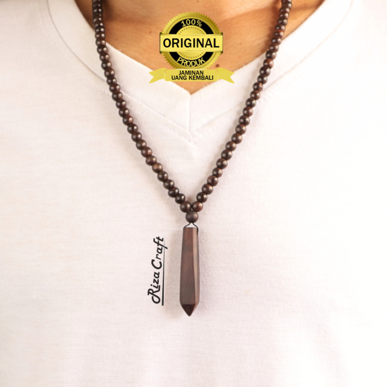 Kalung Aksesoris Kayu Galih Asem Jawa Gandul Asli Liontin Taring Jalu Original 100% untuk Pria Cowok