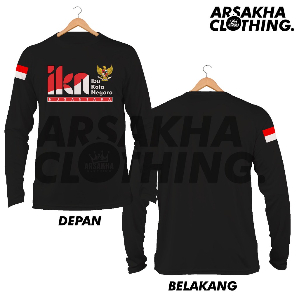 Kaos Lengan Panjang IKN Ibu Kota Negara Nusantara Garuda Baju Distro Katun Combed 30s - Arsakha Clot