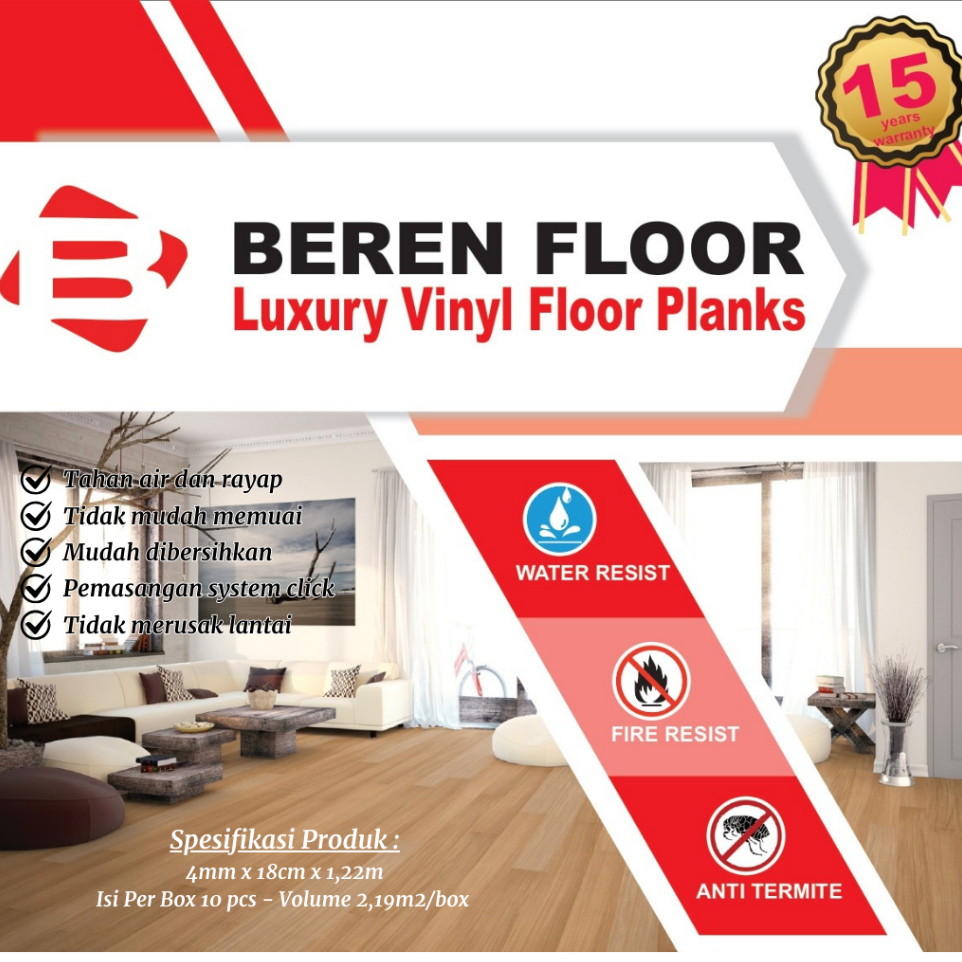 Lantai SPC | BEREN FLOOR SPC Click System | Vinyl SPC 4mm | SPC Flooring