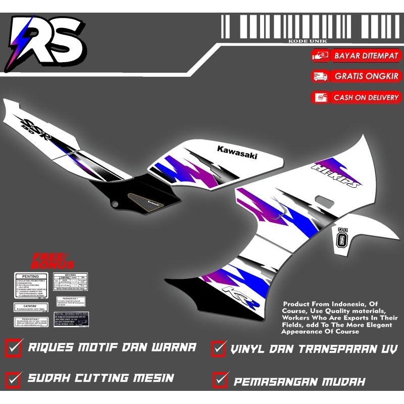 sticker striping ninja krr ssr custom 03 transparan uv(bisa riquest)