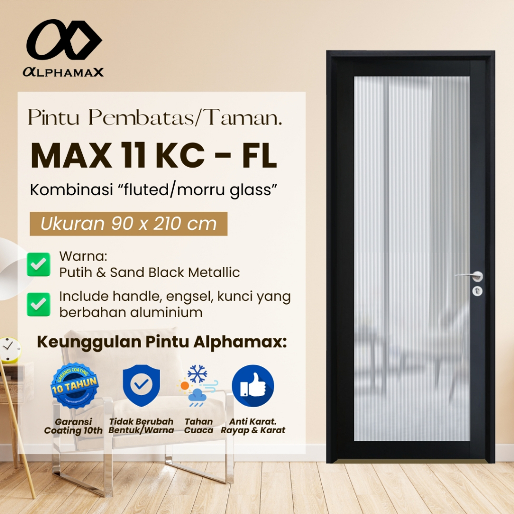 Pintu Alumunium Rumah Max 11 - KC FL Pintu Rumah Pintu Kantor Pintu Gudang Pintu Aluminium Kaca Flut