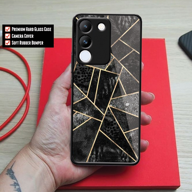 038-AU-NL Premium Hard Glass Case ALL TYPE VIVO V30 Y100 V29 V29e V25 Pro V25e Y73s Y17s Y27 Y27s Y3
